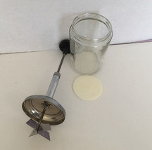 vintage retro nut  food chopper glass bottom stainless blades black handle  - £11.90 GBP