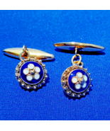 Elegant Art Deco 14K Gold CUFFLINKS Signed Antique Royal Blue Enamel But... - $68,242.00 MXN