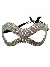Full Iridescent Crystal Rhinestone Gold Petite Diamond Design Masquerade Mask - £31.64 GBP