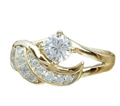 Stunning Angel Wings Gold Ring Sz 9 Zirconia  Fashion Jewelry Engagement Wedding - £9.49 GBP