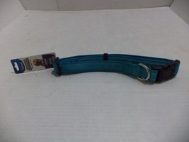 Petmate 1&quot; Nylon Reflective Stitching Padded Adjustable Dog Collar in Teal Large - £12.48 GBP