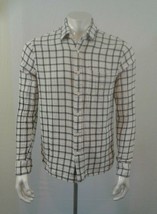 Abercrombie and Fitch White Blue Plaid Long Sleeve Button Up Men&#39;s Shirt Sz L - £8.68 GBP