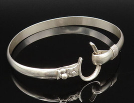 925 Silver - Vintage Wire Wrapped Hooked Horseshoe Bangle Bracelet - BT9656 - $96.02