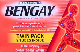 Bengay Ultra Strength Topical Analgesic Cream 2x4 Ounce Twin Pack EXP 02... - $16.24