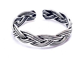 Toe Ring Celtic Knot Braid Solid 925 Sterling Silver Adjustable Summer Unisex - $17.57