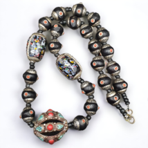 Beautiful Old Tibetan Silver Nepalese Coral &amp; Turquoise Antique Jewelry Necklace - £93.04 GBP