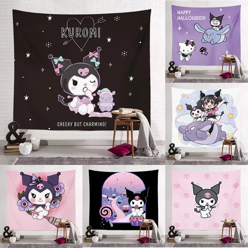 Kuromi Sanrio Background Cloth Kawaii Hanging Backdrop Decoration Melody - £12.43 GBP+