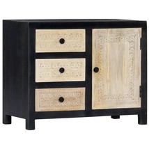 vidaXL Solid Mango Wood Side Cabinet 30x20 inches Hand Carved Storage Furniture - $459.49