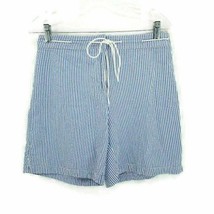 Bill Blass Womens Shorts Blue White Stripe Drawstring High Rise 100% Cotton 6 - £17.39 GBP