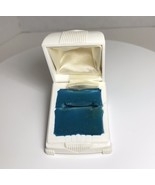 Vtg Celluloid Fleur de Lis Ring Box Velvet Interior-Teal Art Deco Mid-Ce... - £30.67 GBP