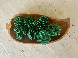 Green Painted Pinecones , pinecones , basket or bowl filler, garland, or... - $6.00