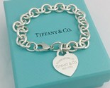 Large 8.5” Return to Tiffany &amp; Co Silver Heart Tag Charm Bracelet with B... - $399.00