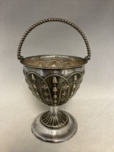 VTG Maltese Cross Pierced Silver Plated 5” Sugar Bowl Handle #2189 Missing Liner - £45.46 GBP