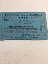 Vintage 1940 Pennsylvania Railroad Pass . Southwestern Division - £14.45 GBP