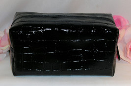 New Bare Minerals Escentuals Makeup Case Shiny Black Patent Faux Snake Gator Zip - £12.63 GBP