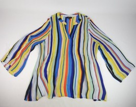 Melissa Paige Woman Bold Striped Pleated Long Sleeve Top Plus Size 3X  - $23.75