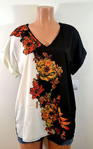 Wrapper  Super Chic Floral Color Block  White/Black Top - $18.99