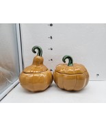 Williams Sonoma Fall Harvest Soup Bowls w lids Pumpkin Gourd Rustic Orange - $52.39 CAD