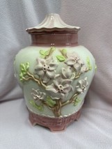 Vintage 15” Tall Pagoda Ginger Jar w/Lid - Ceramic - Flowers - 12” Diameter - £42.57 GBP
