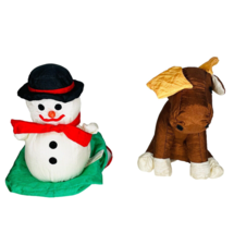 International Silver Company Nylon Plush Moose And Snowman with Sack 5” - £14.76 GBP