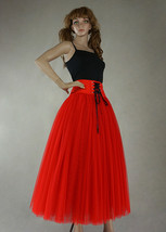 A-line Red Tulle Maxi Skirt Women Custom Plus Size Tulle Ballroom Skirt image 4