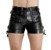 Men&#39;s Genuine Black Leather Shorts Cycling Yoga Gym Summer Pants Innerwear - £76.99 GBP+