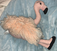 Anthropologie Fancy Flamingo Stuffed Animal Small BLack Slippers Fed Ex Ship - £20.51 GBP