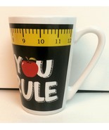 Teachers large Mug Cup &quot;YOU RULE&quot; Apple &amp; Yellow Measuring Tape Dan Dee ... - £14.68 GBP