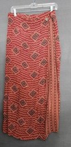 CHICO&#39;S DESIGN Rayon Wrap Maxi Skirt 2 Large Aztec Southwestern Print Rust - $29.95