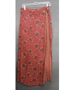 CHICO&#39;S DESIGN Rayon Wrap Maxi Skirt 2 Large Aztec Southwestern Print Rust - £23.41 GBP