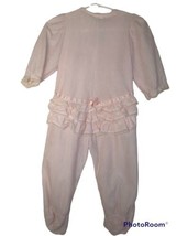 Toddler Footed Pajamas Ruffle Bottom Sweet Lace Pink Medium 12-18 months  - £8.85 GBP