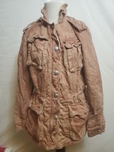 FREE PEOPLE  Rose Pink Double Cloth Military Jacket Pockets Cinch Tie Wa... - $459.79 MXN