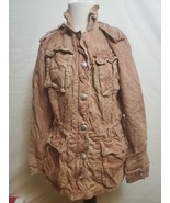 FREE PEOPLE  Rose Pink Double Cloth Military Jacket Pockets Cinch Tie Wa... - $459.79 MXN