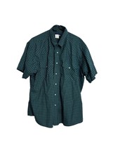 Wrangler Mens XXL Western Pearl Snap Short Sleeve Shirt Blue Green Check... - £14.70 GBP