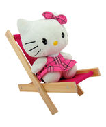 Handmade Toy Folding Lawn Chair, Wood &amp; Dark Pink for Dolls, Stuffed Ani... - £5.45 GBP