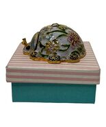 Purple Cloisenne Enemaled Lady Bug Figure Green Blue Flowers Black Eyes ... - $24.00