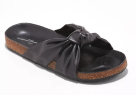 Universal Thread Womens Junie Black Vegan Faux Leather Knotted Slide Sandals NWT - £9.24 GBP