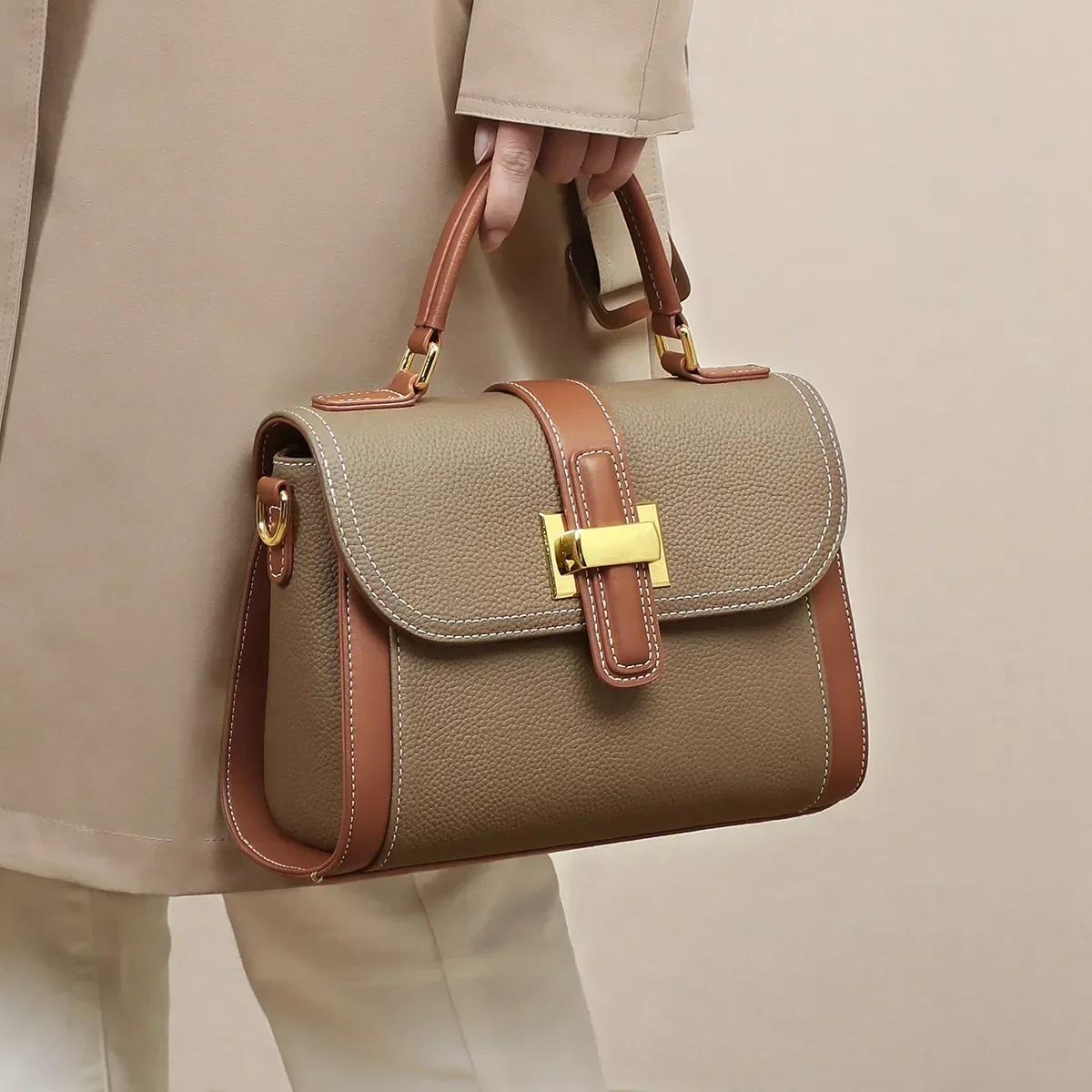 New Women&#39;s Genuine Leather Niche Light Luxury Shoulder Bag Fashion Vers... - £167.67 GBP