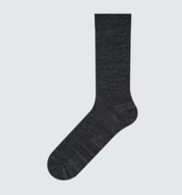 Uniqlo Odor Fighting Ribbed Mens Sock Full length 07 Gray One Size Fits Most NWT - £7.30 GBP