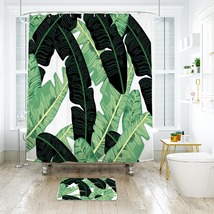 Banana Leaf Pattern 14 Shower Curtain Bath Mat Bathroom Waterproof Decorative Ba - £18.37 GBP+