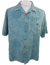 Island Republic Men Hawaiian camp shirt L pit to pit 24 silk jacquard tropical - £14.78 GBP
