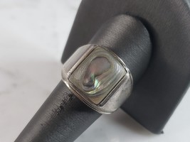 Mens Vintage Estate Sterling Silver Abalone Ring 14.3g E6139 - £97.38 GBP