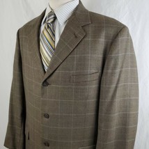 Perry Ellis Portfolio Sport Coat Suit Jacket 44R Plaid Three Button Wool Lined - £24.65 GBP