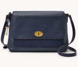 Fossil Gabriella Navy Blue Leather &amp; Suede Flap Crossbody SHB3053545 NWT $330 FS - £94.95 GBP