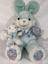 TB Trading Co Plush Mint Green Bunny Rabbit Lamb 90&#39;s Floral 24 inch Vtg - £51.19 GBP