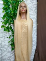 40 inch blonde human hair lace front wig silky straight 40 inch blonde wig - £1,429.13 GBP