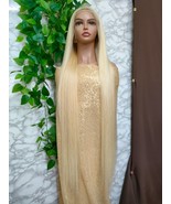 40 inch blonde human hair lace front wig silky straight 40 inch blonde wig - £1,412.95 GBP