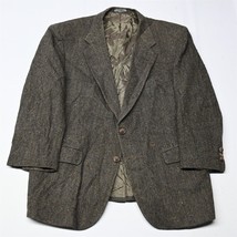 Vtg 90s Towncraft 44S Brown Herringbone Tweed Wool Blazer Suit Jacket Sport Coat - $89.99