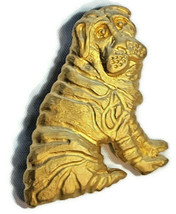 Chinese Shar Pei Sharpei Dog Brooch Pin Gold Tone Figure Animal 2” - £15.89 GBP