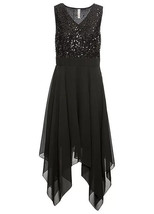 BP Black Sequin Bodice Party Dress UK 14 (FM23-8) - £26.73 GBP